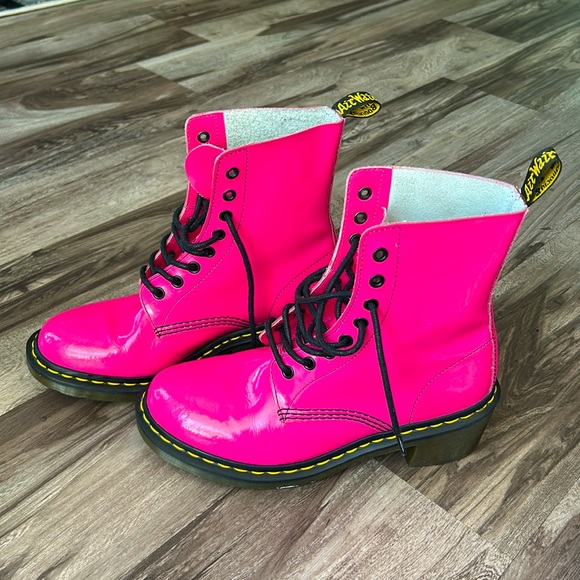 Dr. Martens Women's Bright Pink Combat Boots - Picture 1 of 11